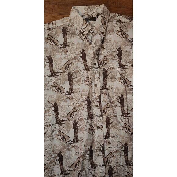 Fly Fishing Lure Button Up Cotton Shirt Medium NWT Cafe Luna - Picture 3 of 10